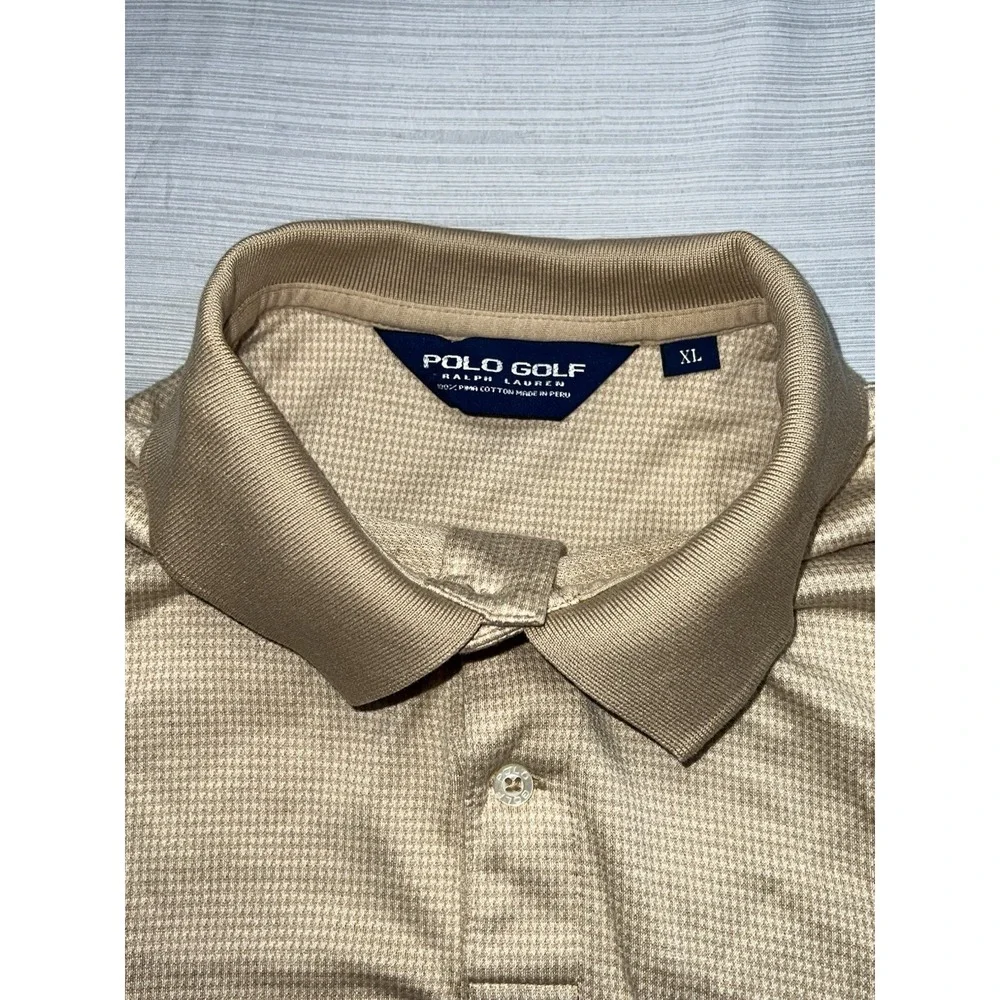 Polo Ralph Lauren Shirt Men Size XL Tan Gold Short Sleeve Classic Fit Logo Adult